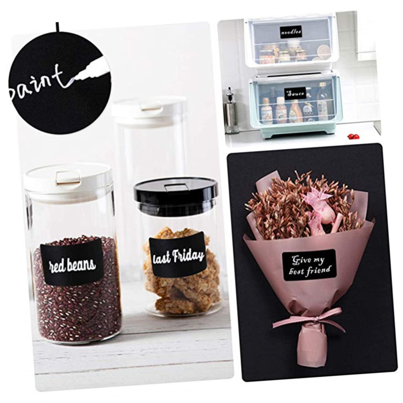SHINEOFI 900pezzi Etichette Adesive Lavagna Classificabili Stickers Impermeabili Per Cucina e Organizzazione Adatte Per Barattoli Bottiglie e Contenitori Design Scrivibile e Rimovibile