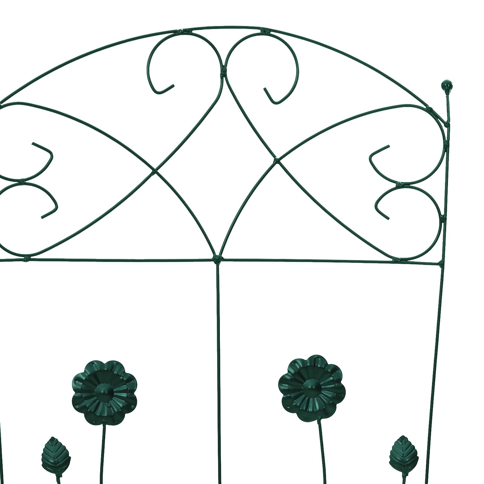Ogrodzenie ogrodowe 3 szt. zielone 110,5 x 42,5 cm z wytrzymałej stali, nowoczesny minimalistyczny design dla roślin pnących, eleganckie i trwałe wsparcie zewnętrzne.