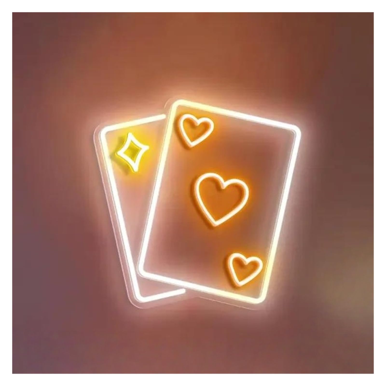 Insegna al Neon LED Lucky Heart Carte Da Gioco Insegna Al Neon Luce A LED Dimmerabile Per Camera Da Letto Casinò Studio Bar Estetica Camera Decorazione 40cm(Style 3)