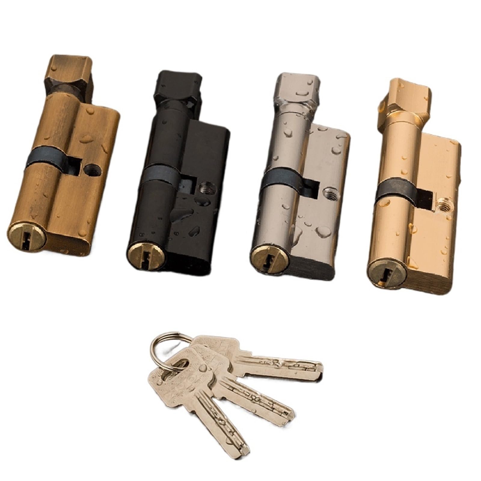 Kdhcvkz Brass Door Cylinder Lock Biased 70Mm 3 Keys Anti-Theft Entrance Ab Home Security Interior Bedroom(Brass)