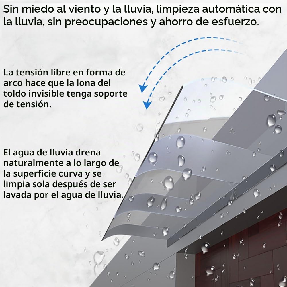 Marquesinas Exterior, Tejadillo Proteccion Lluvia, Policarbonato Placas, Marquesina para Puerta de Entrada, Toldo de Lluvia para Ventanas, Garajes, Balcones, Porches (40x120cm/15.7x47.2in)