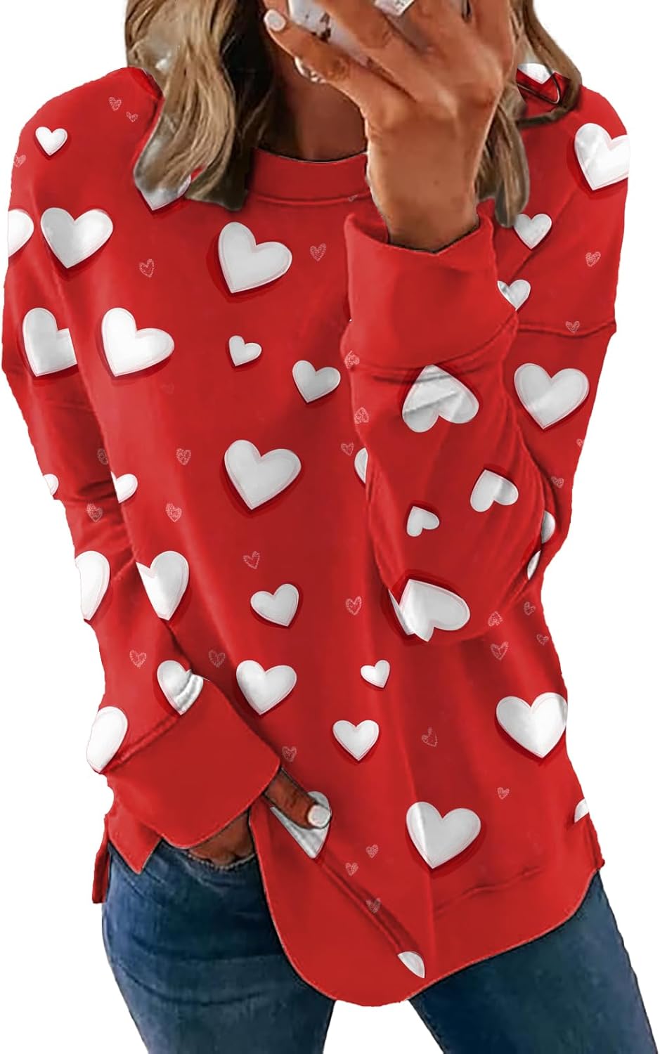 MARSVOVO Christmas Sweatshirts for Women Snowflake Graphic Long Sleeve Xmas Vacation Cute Pullover Tops