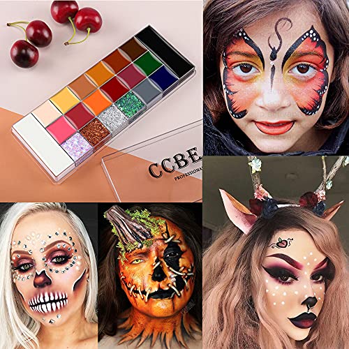 Ccbeauty Professional Face Body Paint Kit 2X20 Colors With 10 Blue Brushes Oil-Based Face Paint Makeup Palette Set Non Toxic For Halloween Sfx Special Effects Cosplay Costume Party #TOP5