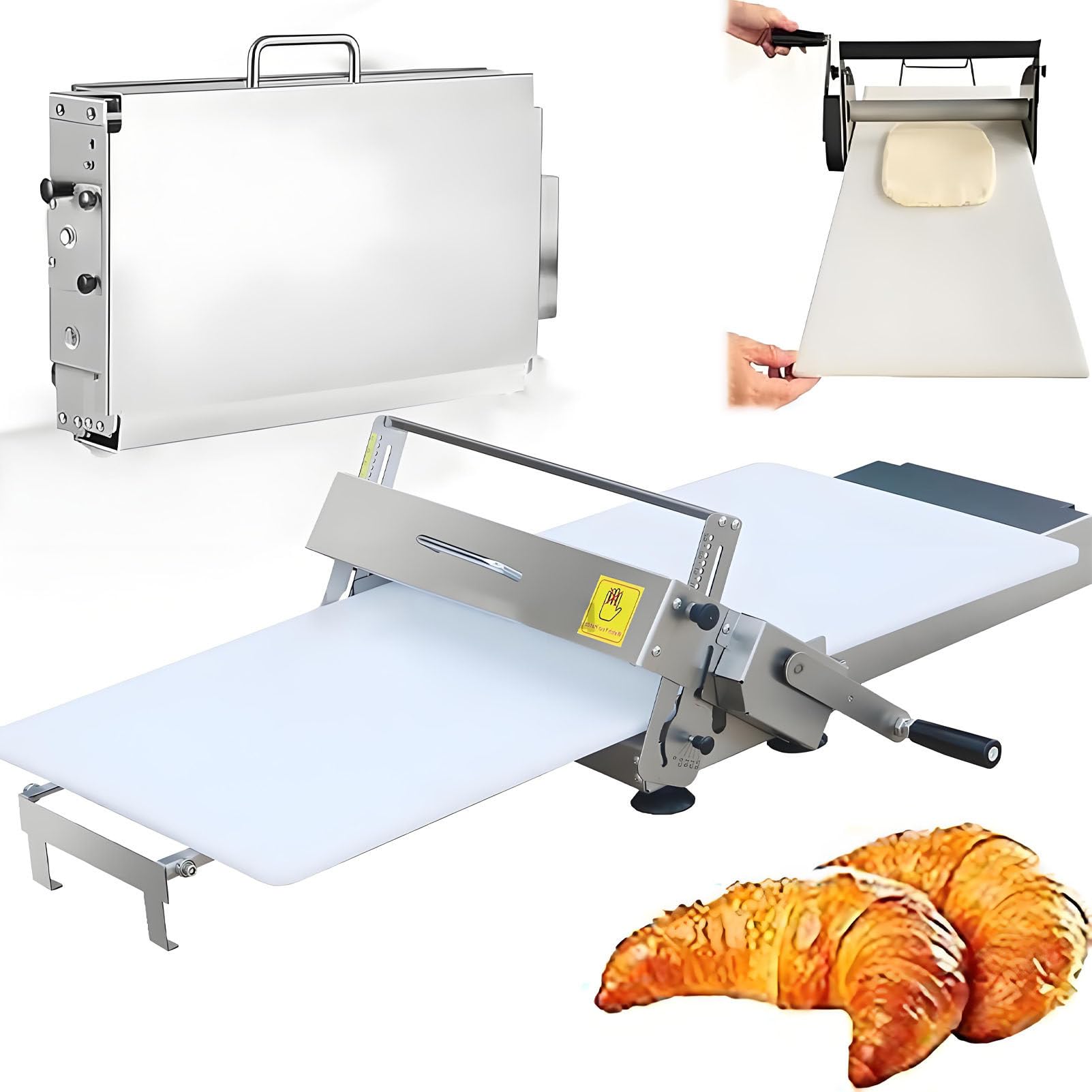 Amasadora Manual Plegable, amasadora para Croissants, amasadora de Mesa, Grosor Ajustable, para Hacer Masa de hojaldre, Masa de Pizza Model-400