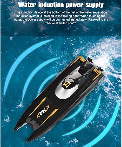 Miniatura 2 de QIYHBVR Barco a control remoto para piscinas y lagos, barco de carreras de 2.4 GHz con 2 baterías recargables, juguetes de verano, barcos RC para