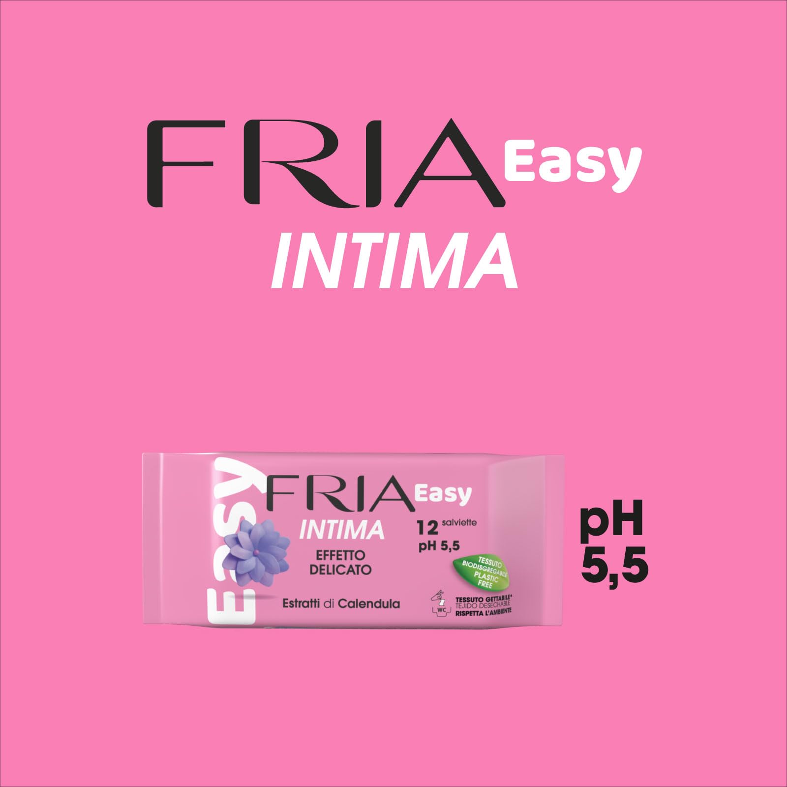 Fria Intima Salviette Biodegradabile, 12 sztuk, Modelli e Fragranze Assortite