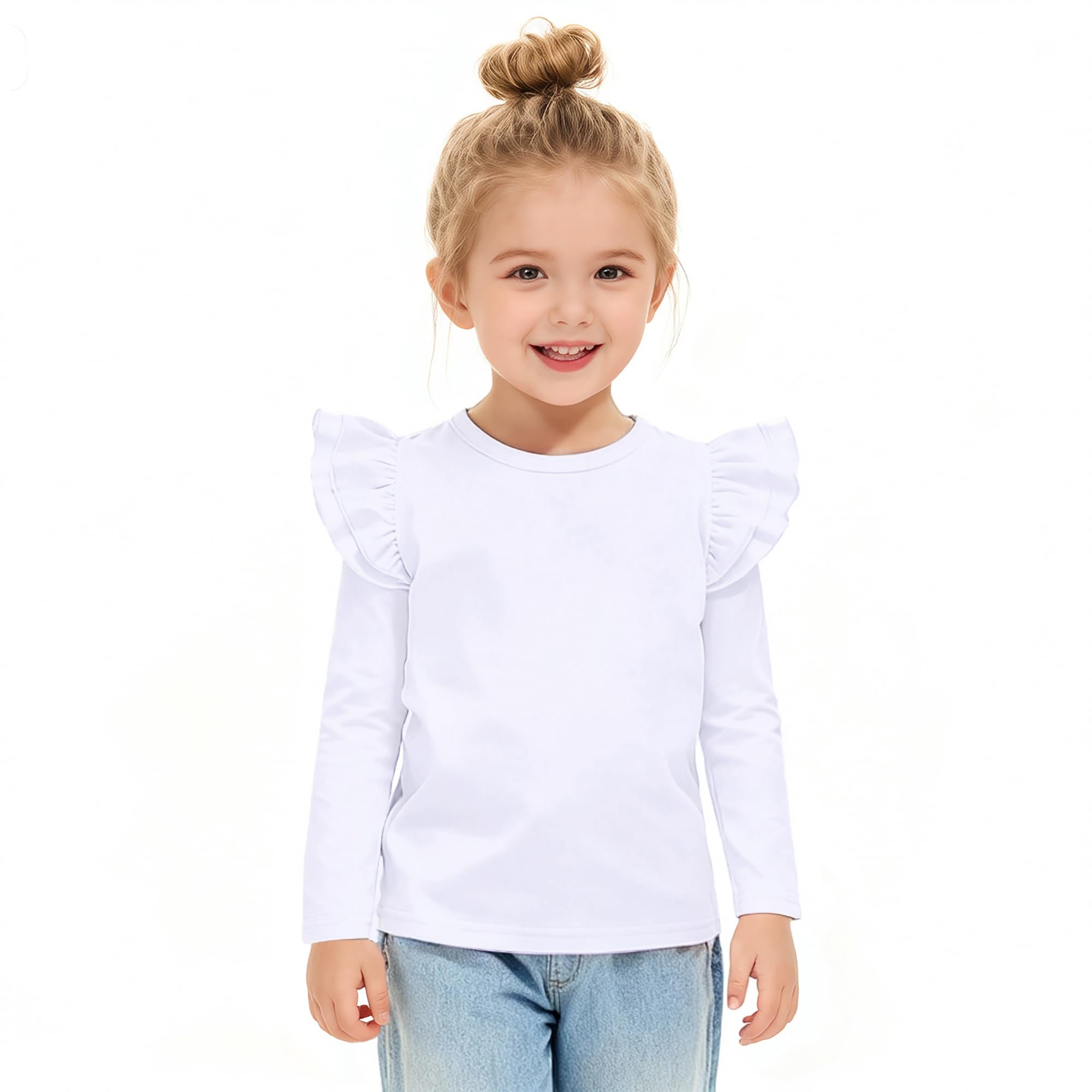 LYSMuch Camiseta de manga corta con volantes para niña de 2 a 5 años