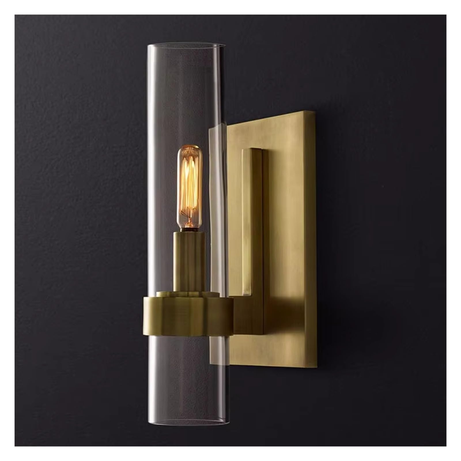 CWCQGH Modern Linear Bedside Wall Sconce Glass Wall Lamp Bedroom Wall Light,Gold-Cool White