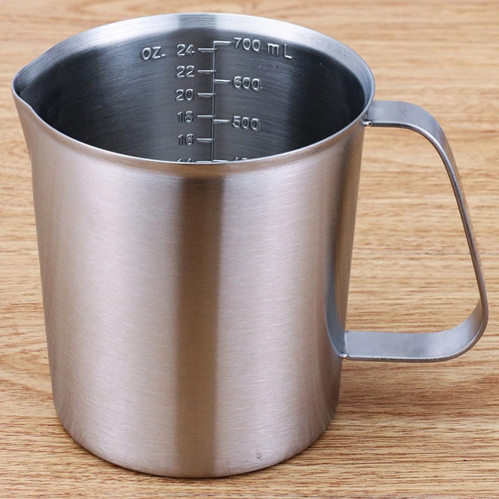 Veemoon 2000 ml 304 Edelstahl-Messbecher mit Skala – dickwandige, große Tasse für Kaffee/Milchtee (Silber)
