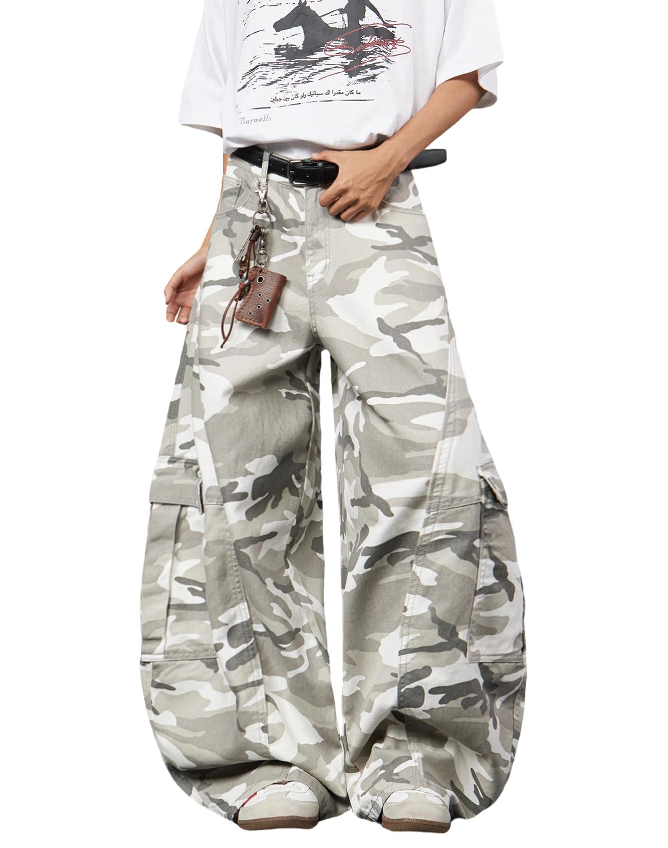 Zewool Herren Baggy Hose Camo Loose Fit Skater Hip-Hop weites Bein Street | Cocoon-Schnitt,Baggy Barrel Jeans,lockere Passform,weitere Beine,Komfortschnitt,Denim-Hose,Oversize
