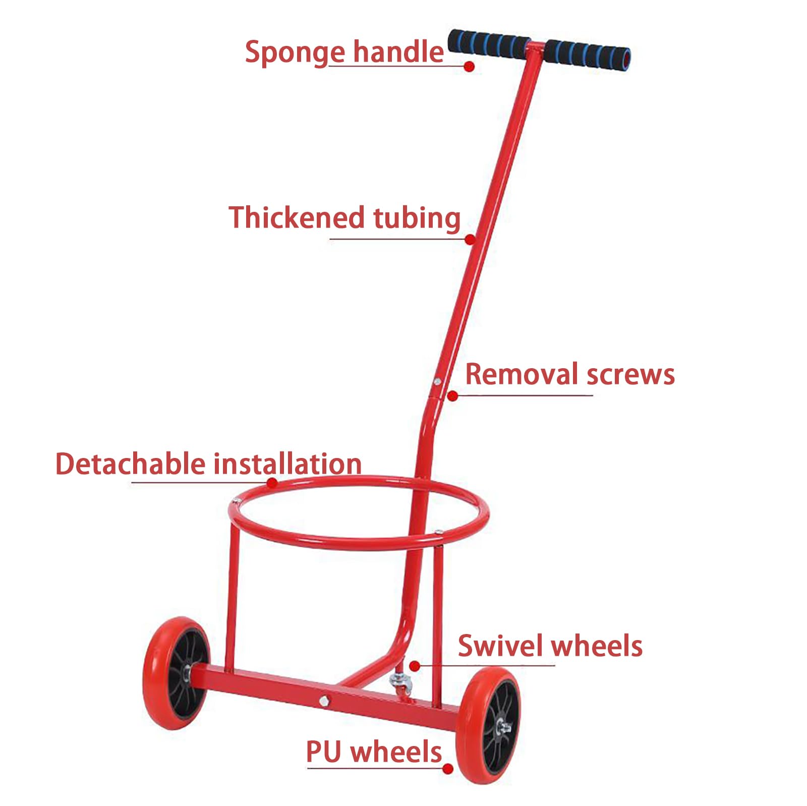 Carretilla De Mano, Carretilla para Cubos, Capacidad De Carga: 100 Kg, Diámetro: 29 Cm, Alto: 80 Cm, para Transportar Latas De Leche, Cubos Y Botes De Basura,10cm