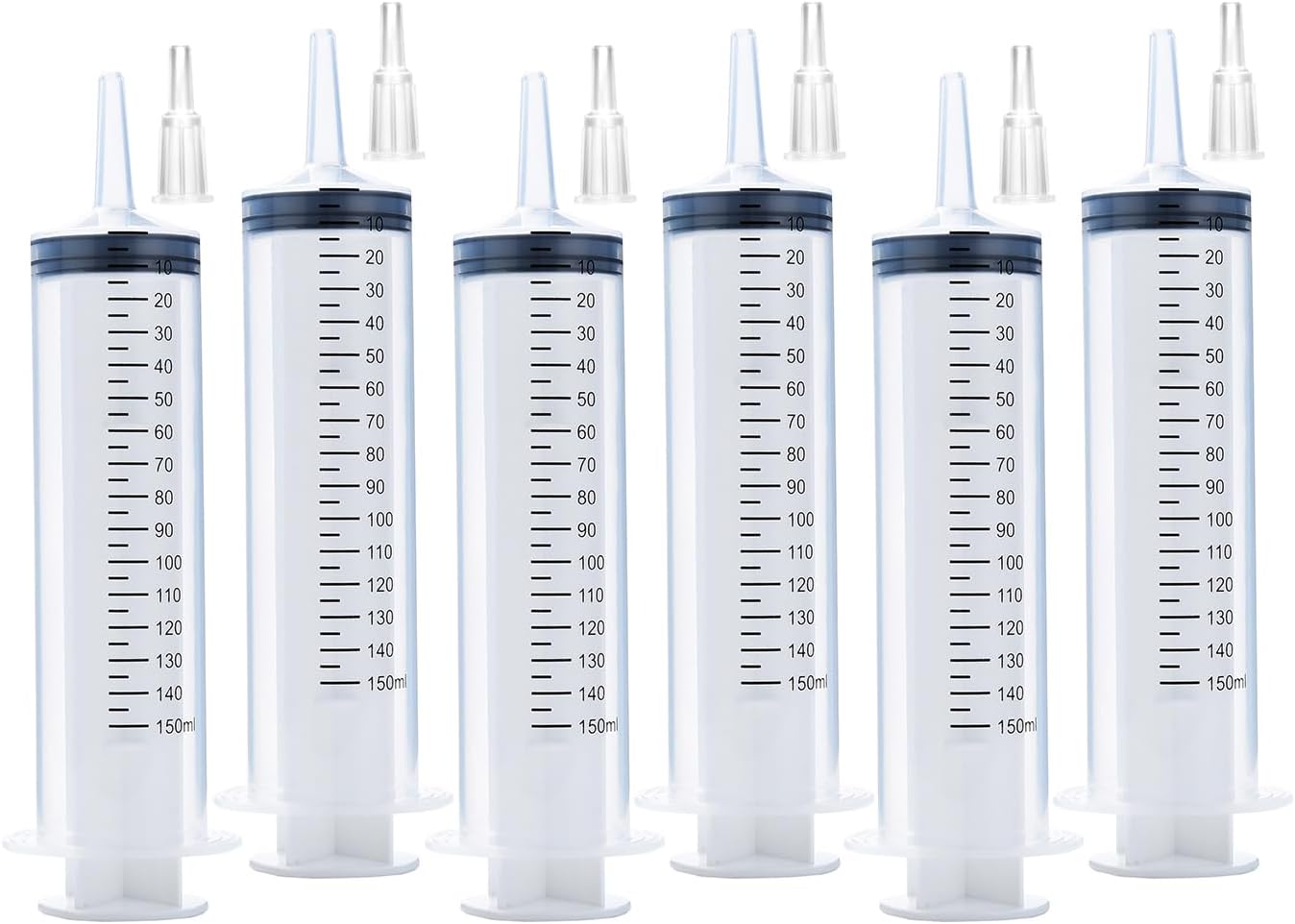 6 Pack 150ml Syringes, Large Garden Syringe for Scientific Labs, Measuring, Watering, Refilling