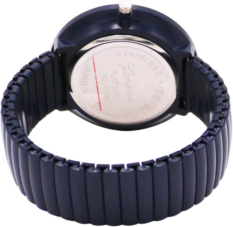 Rosemarie Collections Women's Extra Large 1.75 Inch Round Face Geneva Stretch Band Watch Unisex (Extra Large Face/Navy) - Image 2