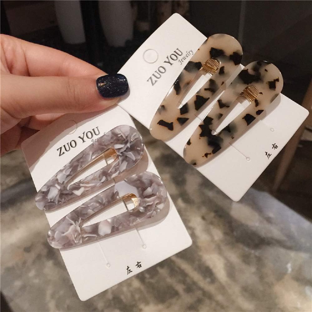 4pcs Women Vintage Acetic Acid Hair Clips Hairpins Leopard Print Waterdrop Barrettes Comb Bobby Pin Girls Hairgrips Headwear Hair Accessories (C)