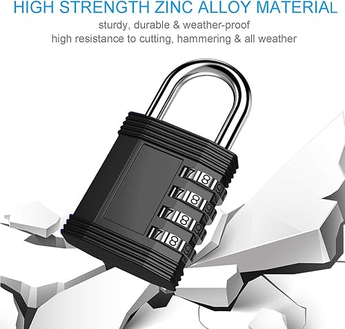 Miniatura 10 de ZHEGE Cerradura de gimnasio, cerradura de combinación de 4 dígitos, cerradura de casillero y casillero de empleados, cerrojo y almacenamiento, fácil