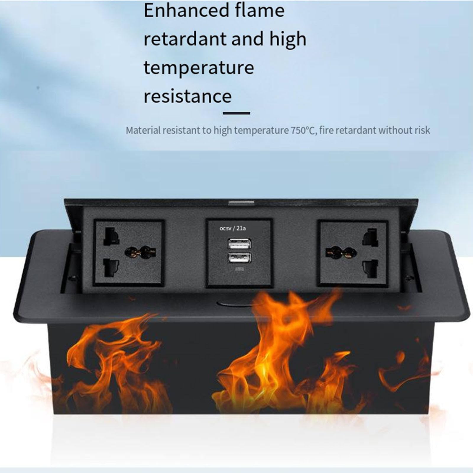 Elektryczny ukryty wpuszczany wbudowany biurko Pop Up Office Hotel B Port Charger Uniwersalny Multi Power Socket Czarny Srebrny,Black