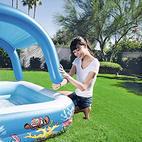 Piscina infantil, piscina inflável quadrada de 140 x 140 cm, para o verão, com toldo removível e ade