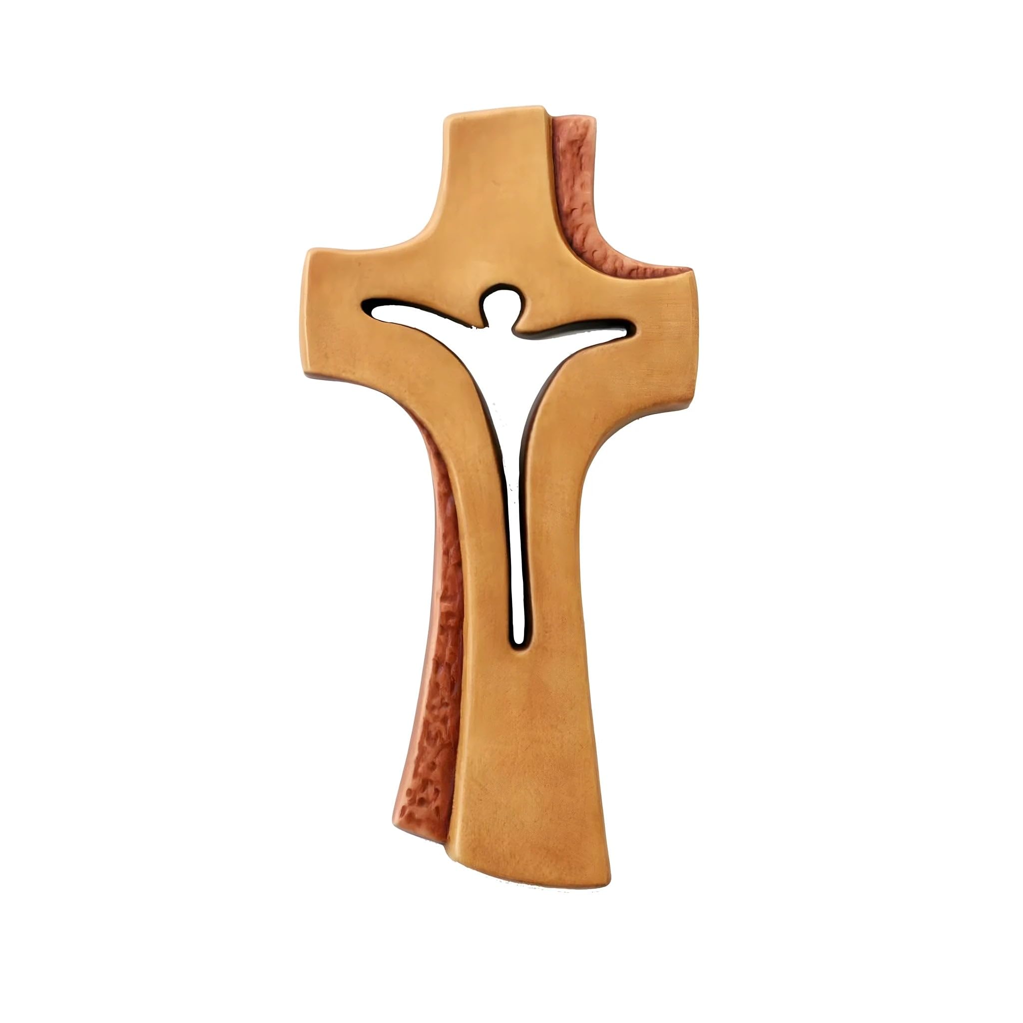 Dolfi | Modern Wooden Cross Bethlehem 16 cm | Hand Painted Wood in Val Gardena | Religious Article