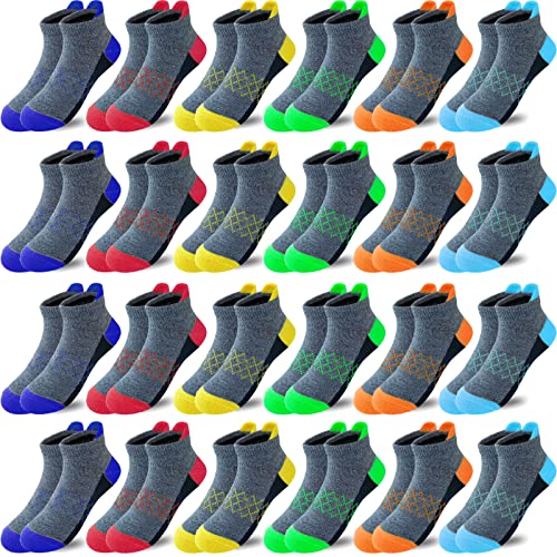 Tsmollyu Boy Socks 24 Pairs Half Cushioned Low Cut Socks Ankle Athletic Sports Socks With Cushioned Sole For Little Big Kids Age 3-14(7-10 Years) #TOP13