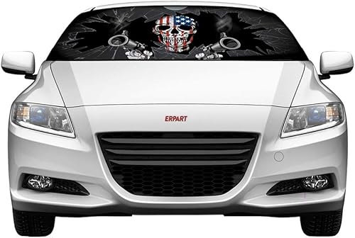 Miniatura 4 de Patriot Skull Shooter Guns - Parasol reflectante de doble cara compatible con automóvil, camión, SUV, parabrisas delantero, ventana, parasol