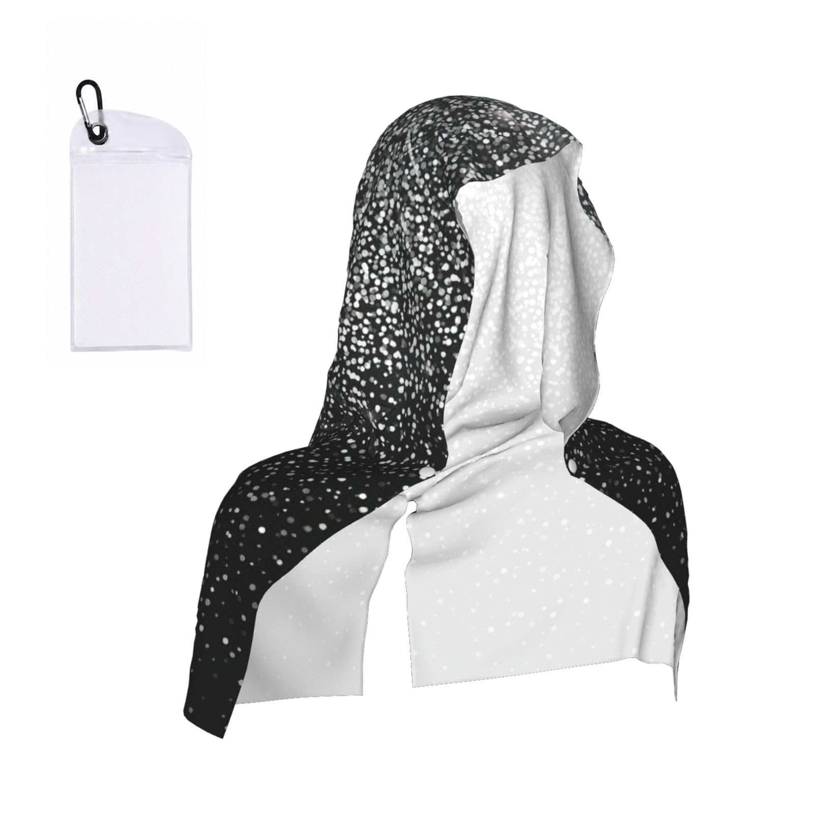 DUWAA Shiny Silver Glitter Print Cooling Hooded Sports Towel, 30×60cm Quick Drying Summer Cool Head Wrap For Neck And Face