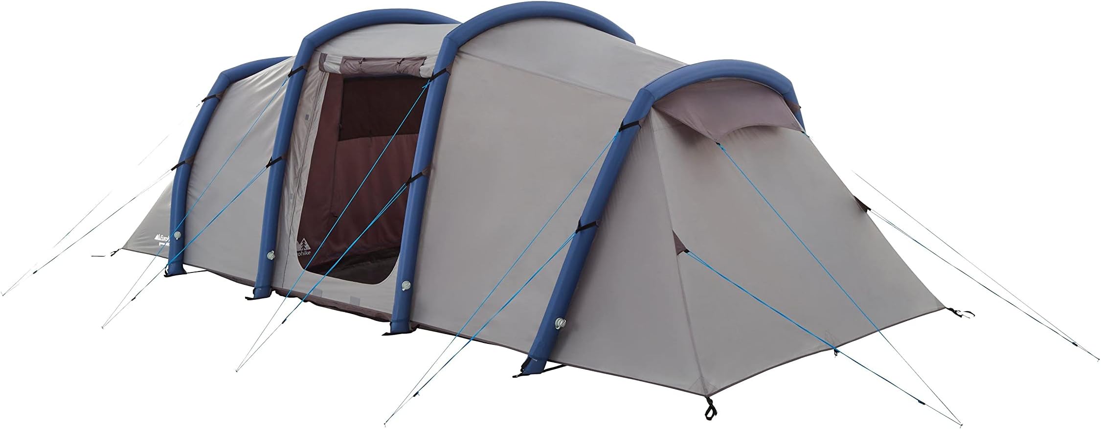 Eurohike Genus 800 Easy To Pitch Inflatable 8 Person Tunnel Air Tent with 2 Bedrooms, 8 Man Family Tent, Festival Essentials, Camping Equipment, Camping Accessories, Grey
