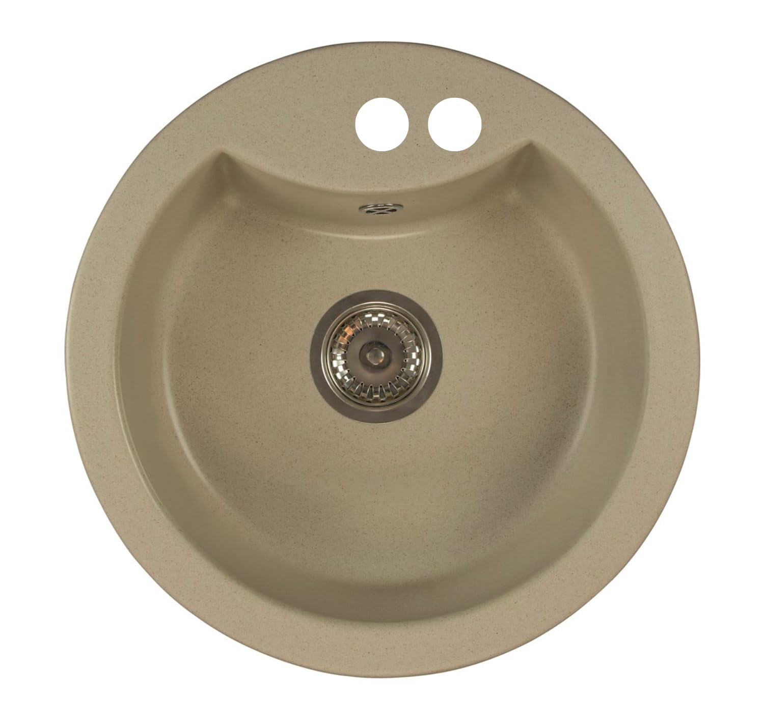 Faizee Home | Granitspüle Vela Ø 49 cm – Stilvolle Eleganz inkl. passender Armatur | Spülbecken für Unterschrank ab 45 cm | Robust & pflegeleicht (Beige)