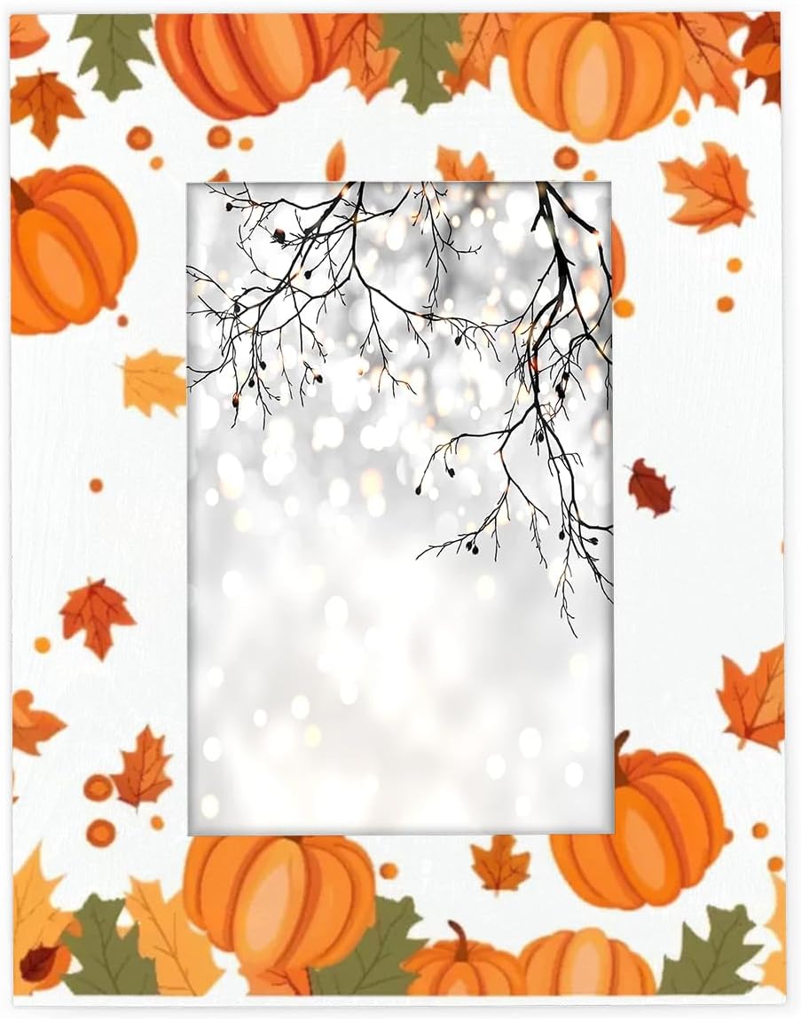 DXTKWL Autumn Maple Leaves Pumpkins 5x7 Picture Frame