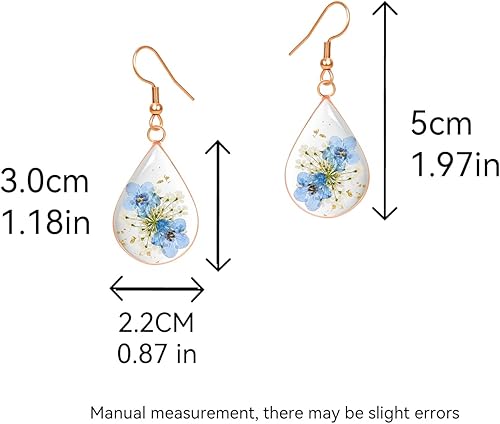Miniatura 5 de Forget-Me-Not Handmade Pressed Flower Earrings,Symbol Of Love And Innocence,Perfect For Your Birthday Party,Christmas,Gift Giving(Silver)