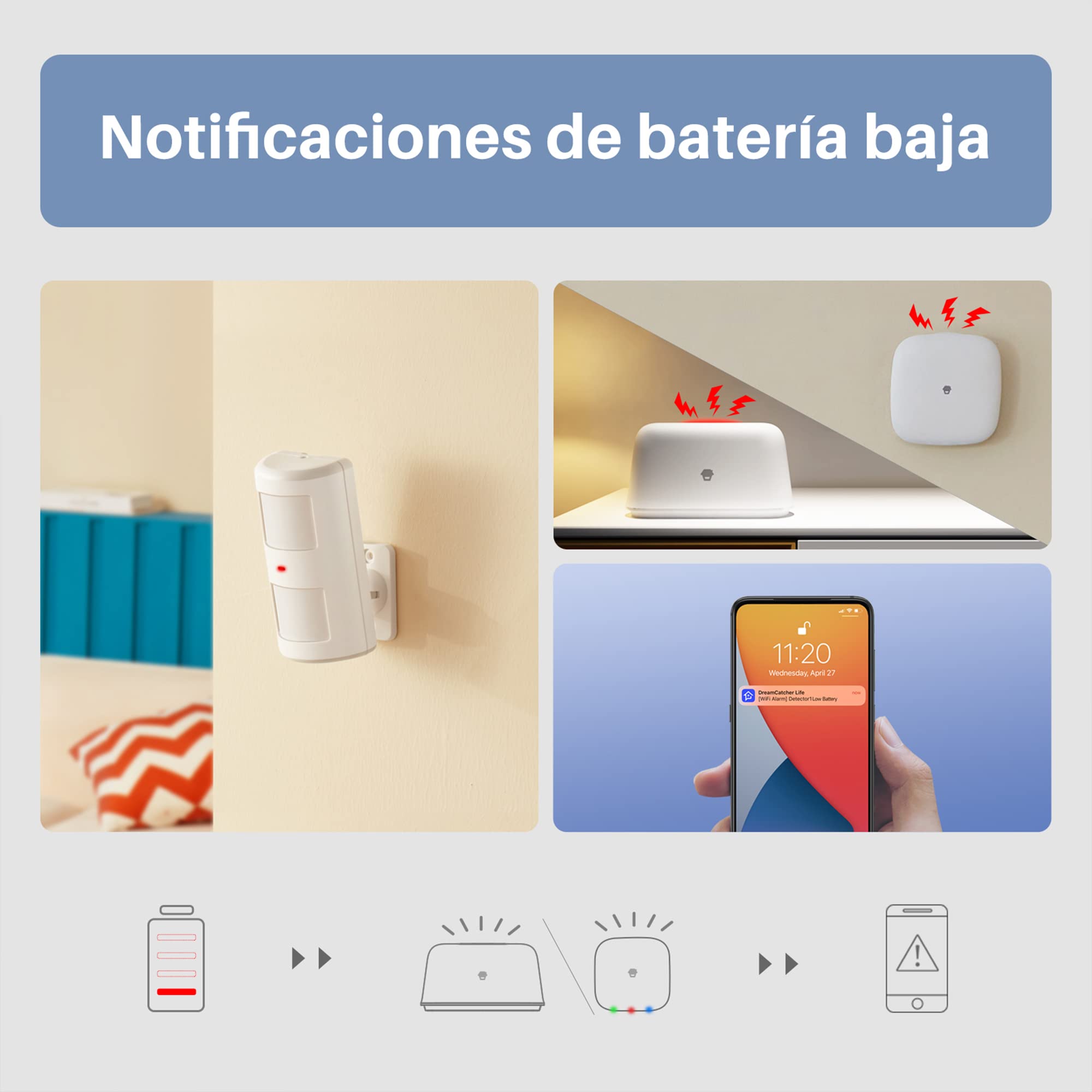 Chuango PIR-910 Detector de Movimiento Inmune a Las Mascotas (hasta 25 KG)- Alcance de Detección de 8 Metros y Ángulo de 110°, Larga Duración de la Batería, Reduce Las Falsas Alarmas