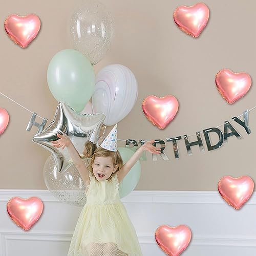 Miniatura 5 de 50 globos de corazón de oro rosa de 10 pulgadas, globos de papel de aluminio con forma de corazón de Mylar para cumpleaños, boda, amor, decoración