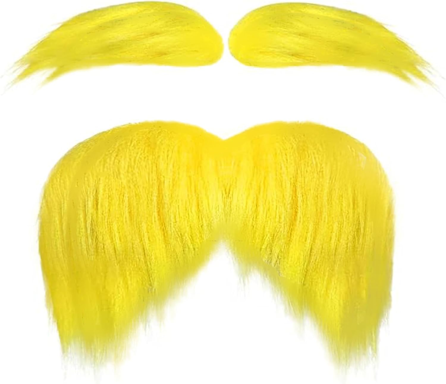 Yellow Mustache and Eyebrows, Yellow Fake Mustache for Halloween Cosplay Costume Accessories Funny Halloween Party Favors Men Women