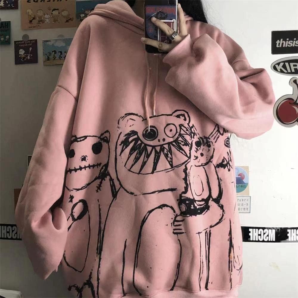 Gothic hoodie girls Anime hooded sweater women loose street sports Y2K Clothes Grunge Clothes - Image 2
