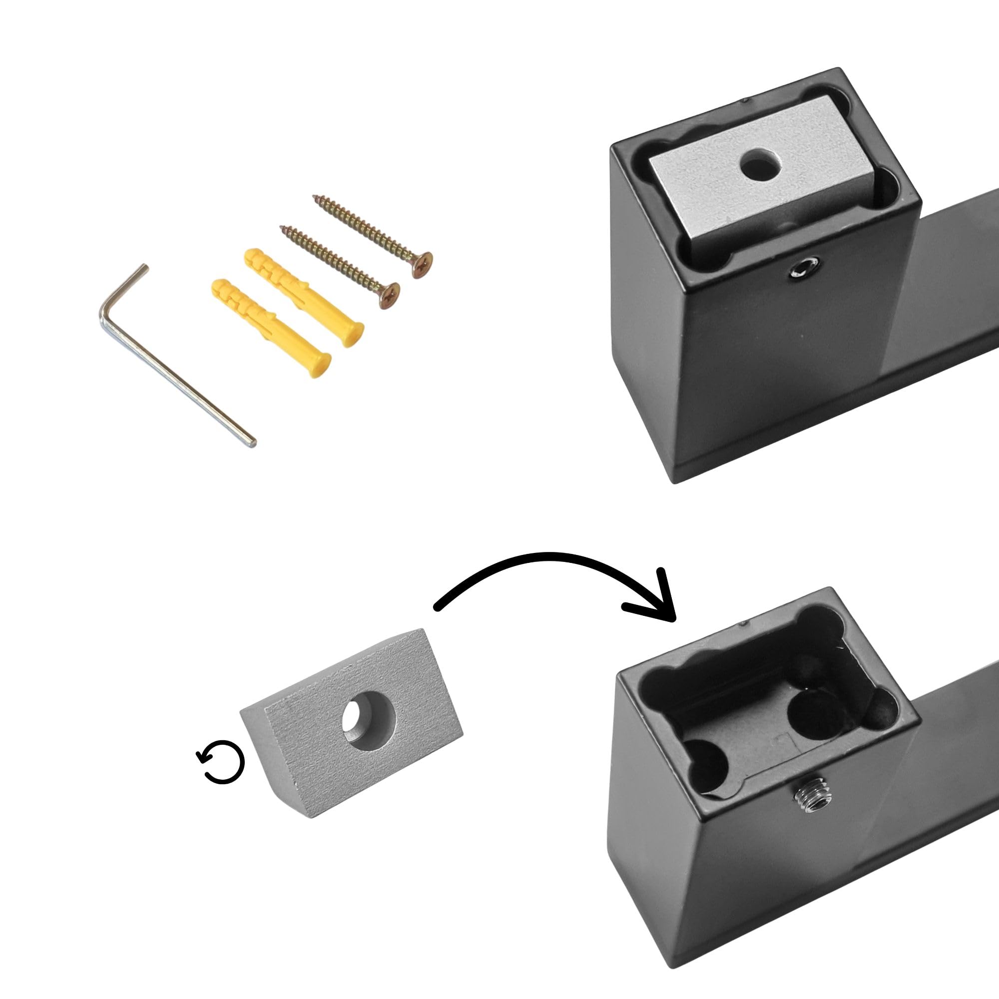 Kalb | Wieszak na ręczniki Lenn aluminiowy, bardzo długi (80 cm), na ścianę, podwójne mocowanie, do łazienki i umywalki, czarny lub chrom, wieszak na ręczniki (czarny)
