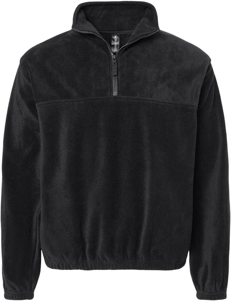 Burnside Mens Polar Fleece Quarter-Zip Pullover, M, Black