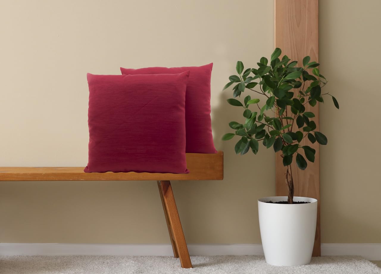 BIANCHERIAWEB Coppia Cuscini Arredo Imbottiti Tessuto Ottoman in Tinta Unita Bordeaux 27 50x50 Bordeaux 27