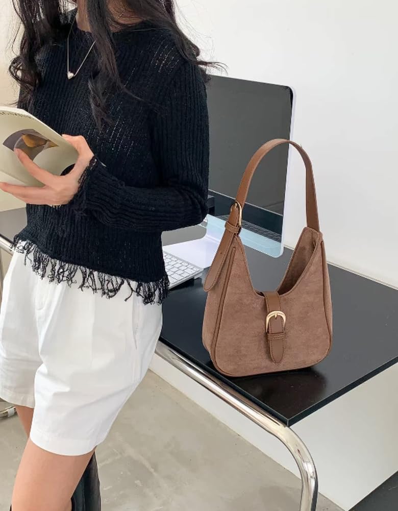 Slouchy Suede Saddle Hobo Bags Women Cute Underarm Shoulder Bag Crescent Crossbody Purses Travel Satchels Tote Handbag 2025