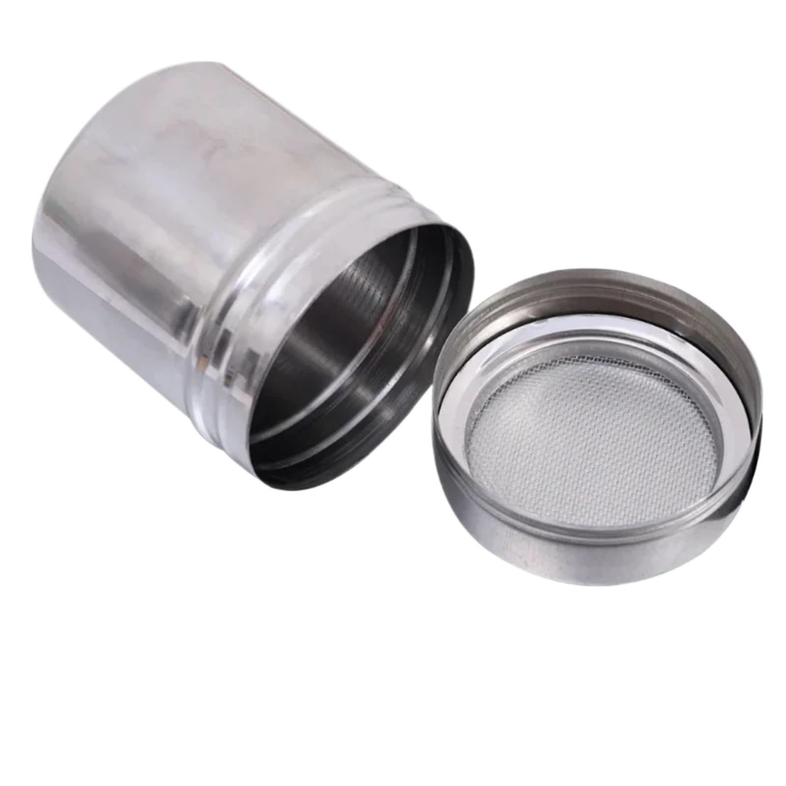 Aspersor de Polvo Acero Inoxidable 4 Piezas para Casa | Con las botellas densas del condimento del tarro de la malla de la gasa del azúcar del canela del cacao del agujero(L)