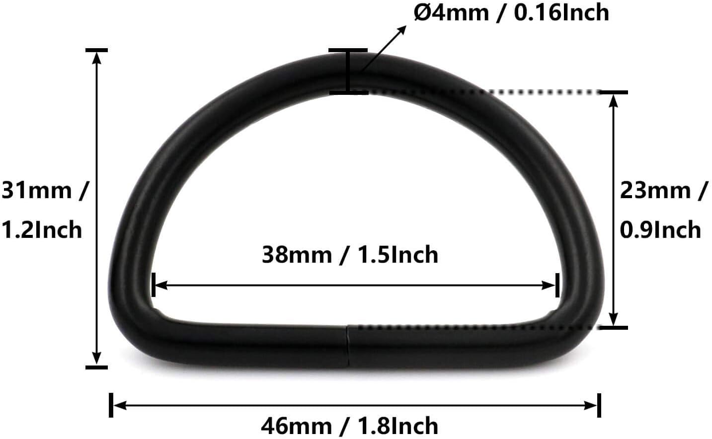 BIKICOCO Metal D-Rings Buckle, 1-1/2 Inch Non-Welded for Webbing Sewing DIY - Black - Pack of 20 - Image 2