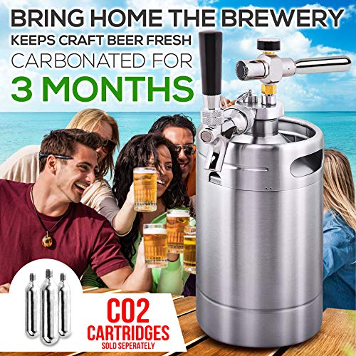 Nutrichef PKBRTP99 Double Walled System-64Oz Stainless Steel Growler Tap Portable Mini Keg Dispenser Kegerator Kit W/ Co2 Pressure Regulator thumb #5