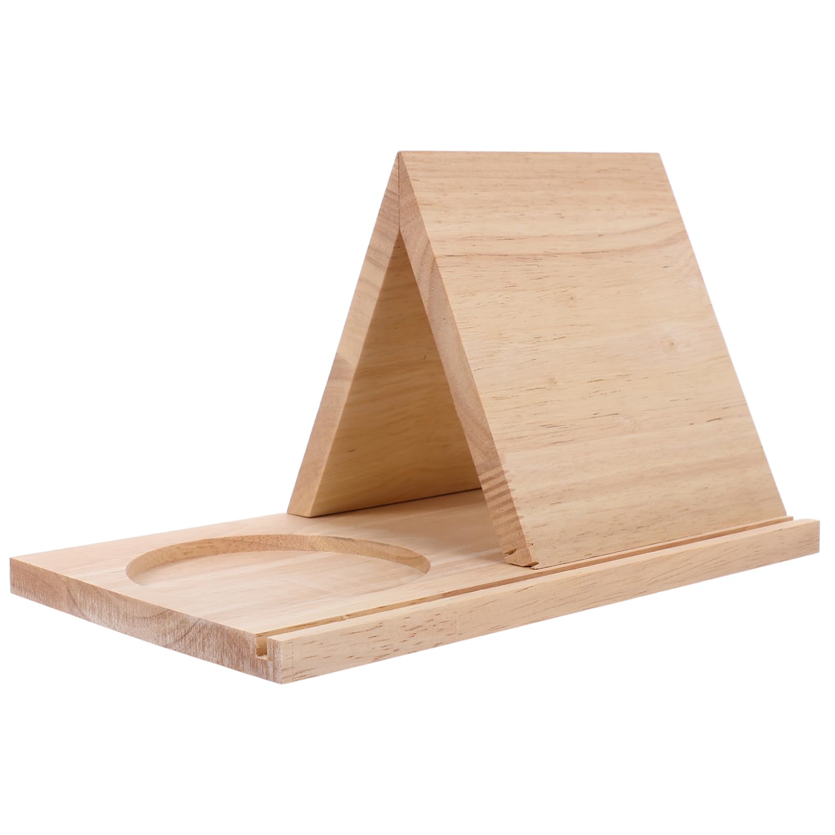Libreria per Scrivania in Legno con Struttura Triangolare Multifunzionale, Poggia Libro Integrato e Porta Bicchiere, per Spazi Piccoli e Compatti