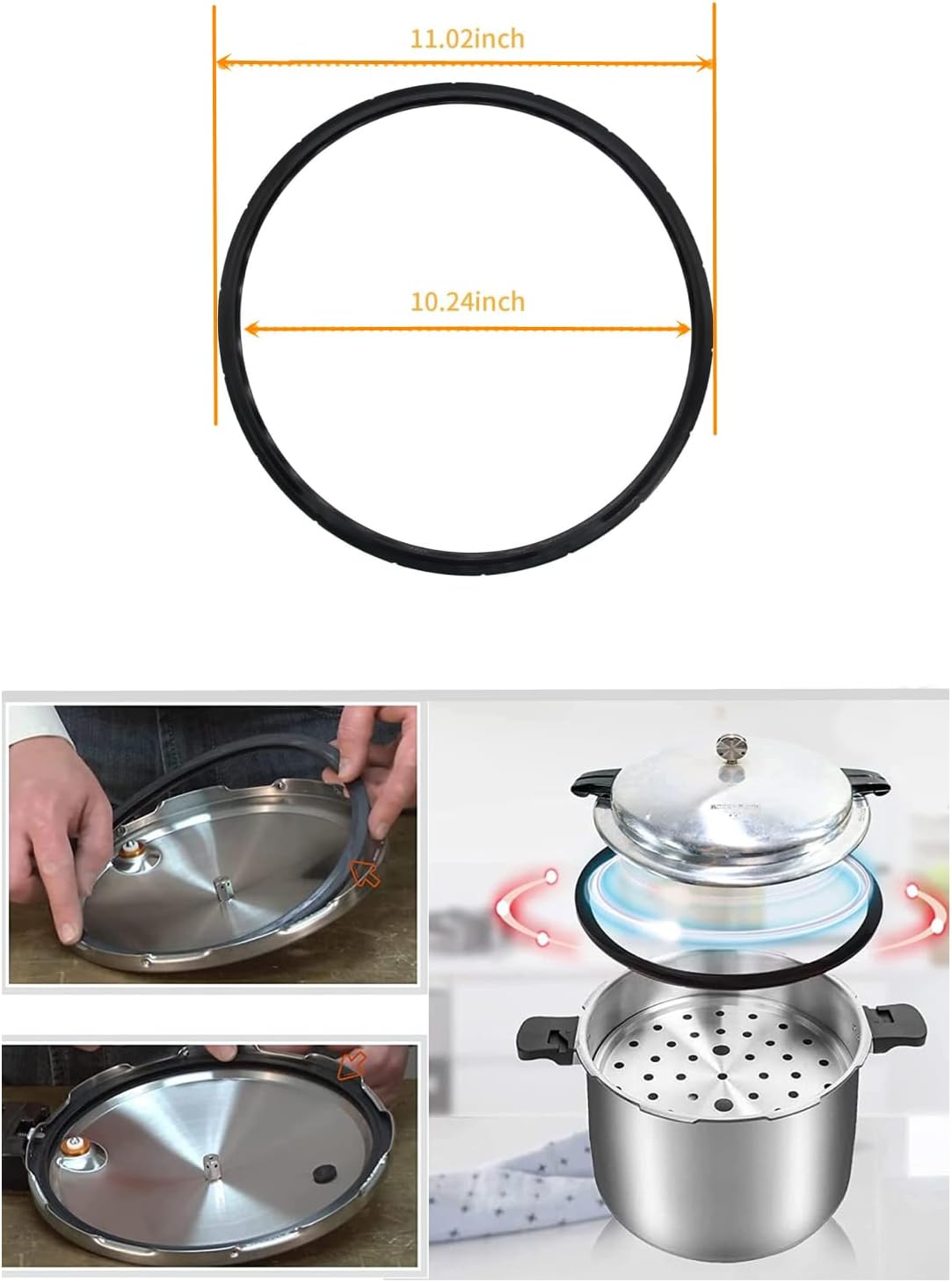 2-Pack 09924 Pressure Canner Sealing Ring & Overpressure Plug for Presto 0128206 0128202 0128203 0128204 0128303 0126306 Pressure Cooker 6 8 Quart Cooker Pressure Canner Parts