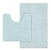 MAYSHINE Bathroom Rug Toilet Sets and Shaggy Non Slip Machine Washable Soft Microfiber Bath Contour mat (Spa Blue,32" 20"/20" 20" U-Shaped)