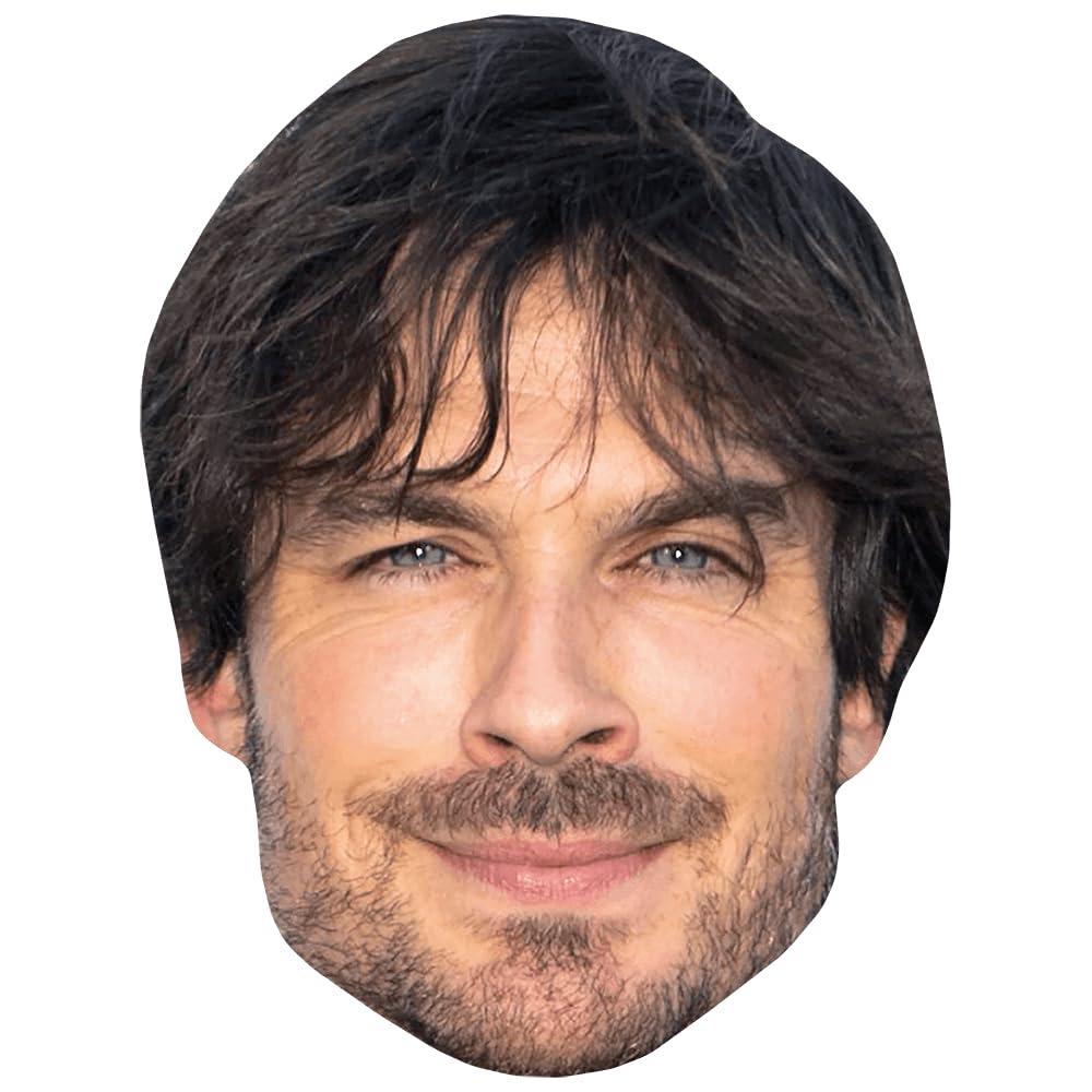 Celebrity Cutouts Lifelike Ian Somerhalder (Long Hair) Celebrity Mask, Flat Card Face, Fancy Dress Mask
