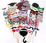 Kakaxi(TM) 76Pcs Photo Booth Props DIY Kit Funny Colorful Photo Booth Props for Party