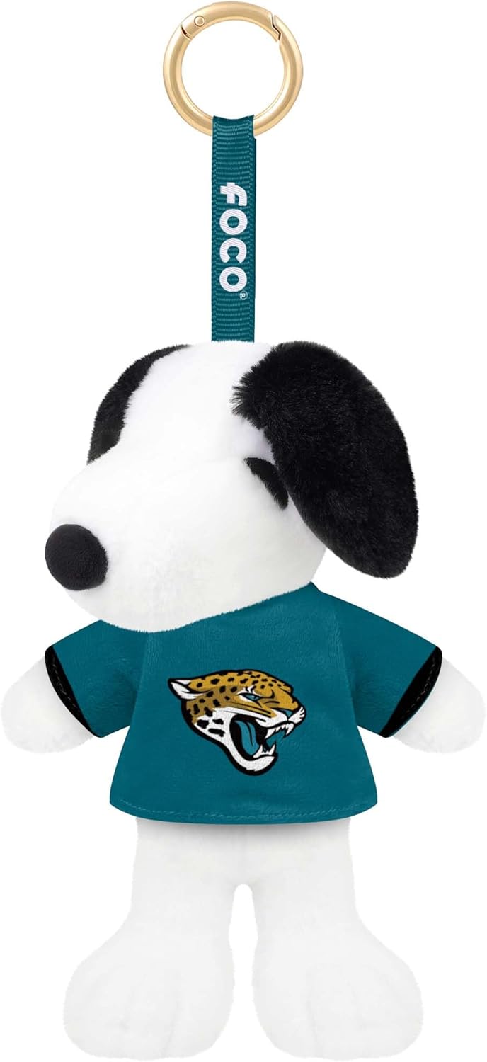 FOCO NCAA unisex-adult Nfl Team Logo Plush Snoopy Peanuts Bag Charm Keychain