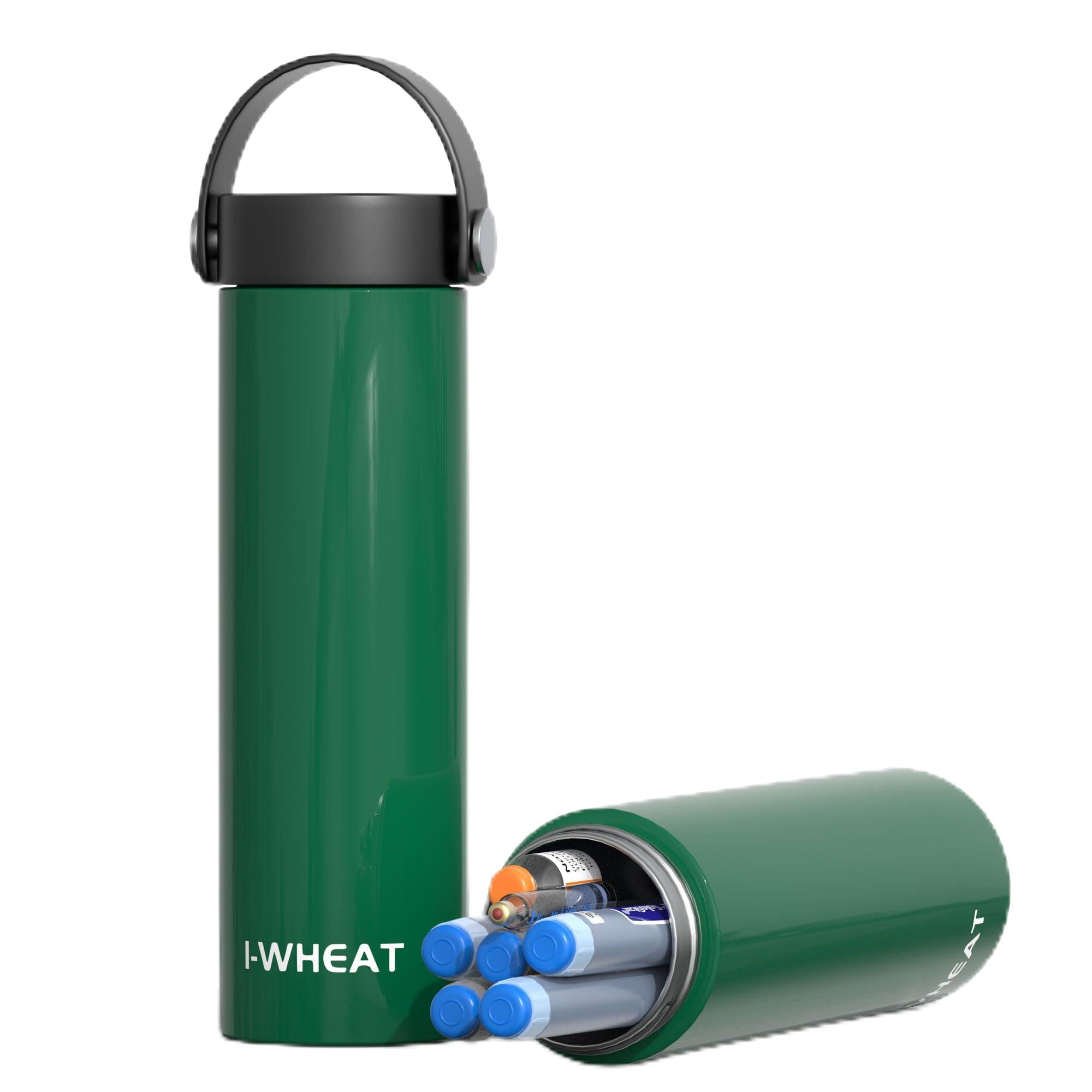1-WHEAT Nevera Medicamentos Portatil 3-5 Pluma 60 Horas，Nevera Insulina Viaje, Estuche Insulina Frio, Bolsa Gel Frio, Insulina Isotermica para Diabéticos con 2 Enfriador(Verde)