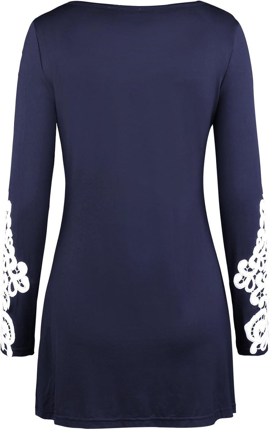 OUGES Women's Long Sleeve Lace Casual Loose Tunic Tops