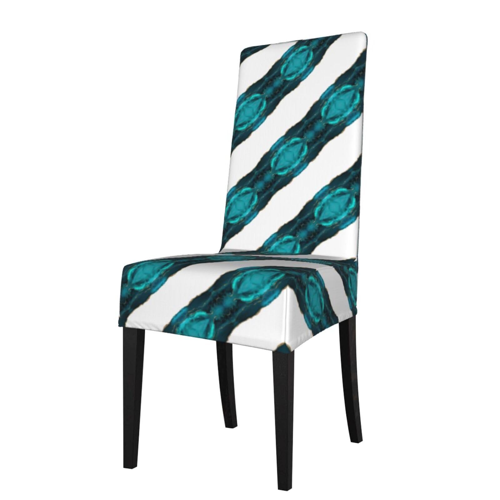 Lkymoh As Picture Modern Stylish Teal Gold Agate On White, Chair Covers Stretch Chair Slipcovers For Dining Room, For Party Pet Protection Universal Fit Soft Polyester