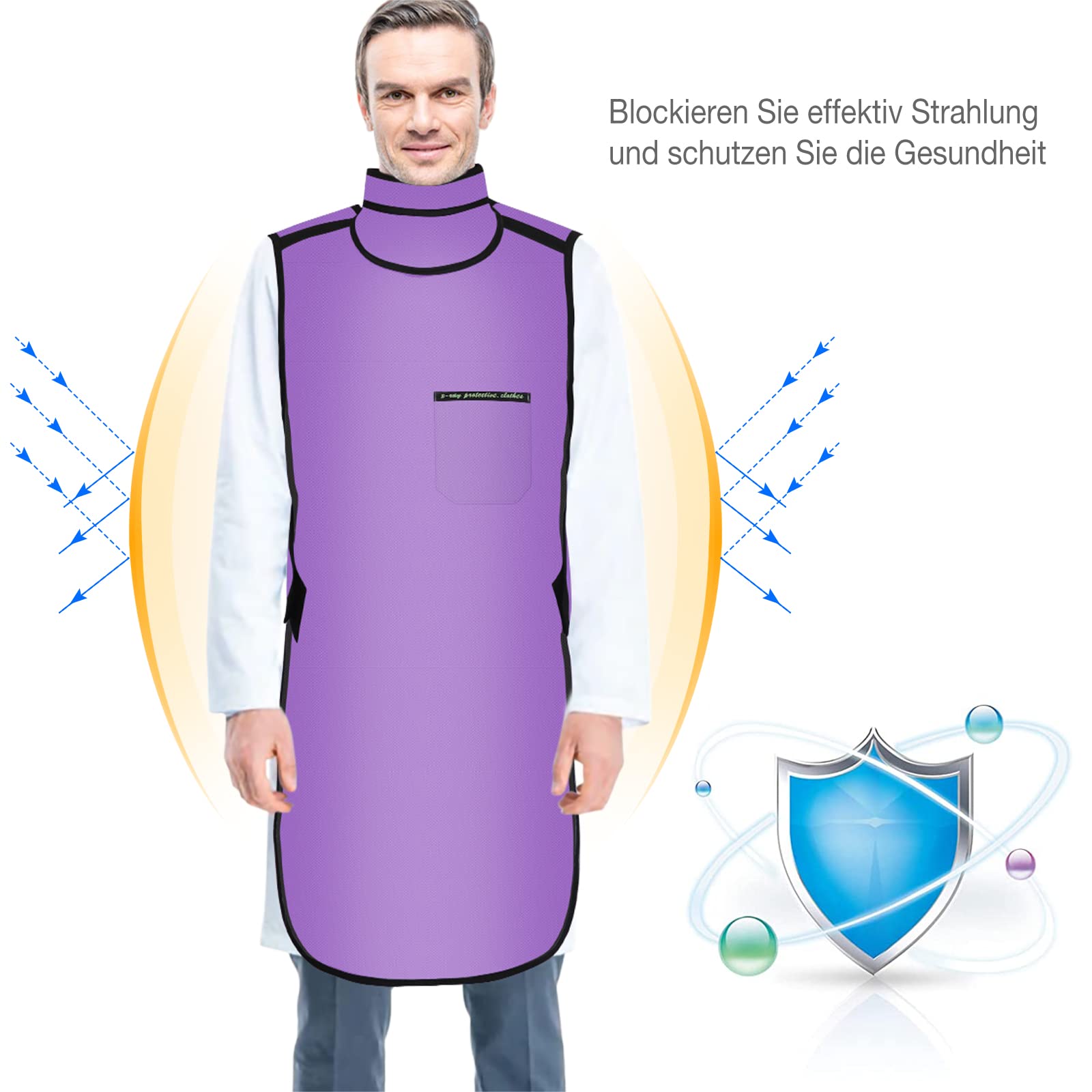 Tablier de protection contre les rayons X avec protection thyroïdienne - 0,5 mmPb - Léger - Blindage en plomb - Vêtement de protection pour dentistes - Gilet de protection équivalent pour hôpitaux,
